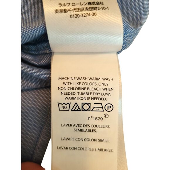 Polo Ralph Lauren Chambray Blue Baby Shirt Allover Pony Logo Long Sleeve, 6M NWT - Picture 14 of 14